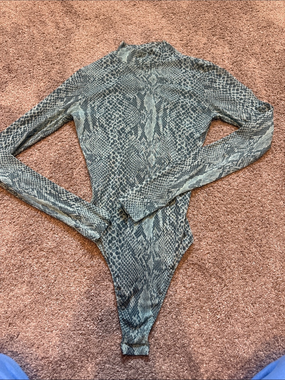 Only Hearts Snake Print Long Sleeve Bodysuit in Olive Green and Black